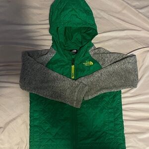 The North Face Kids Green and Gray Quilted Hoodie